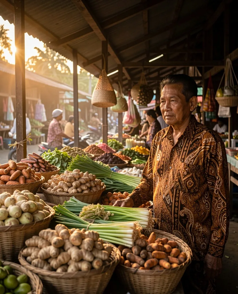 Pasar tradisional dengan rempah-rempah segar di Surabaya